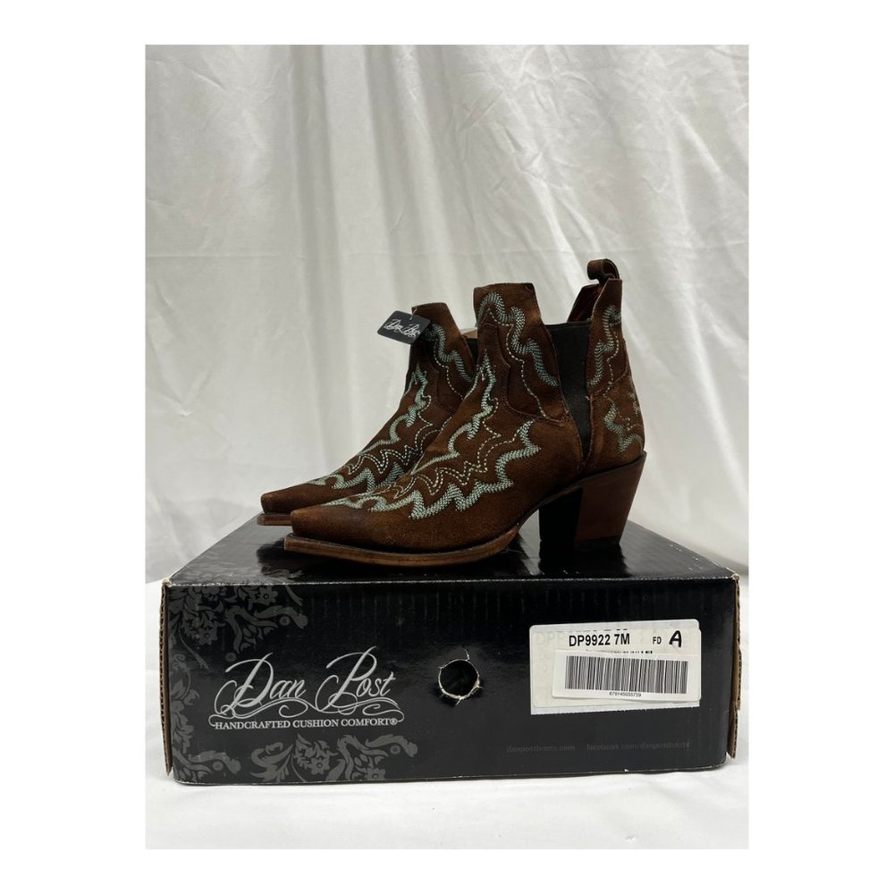 Dan Post Vallejo Boots Size: 7 Brand New in Box Western Booties Turquoise Brown - Picture 5 of 14
